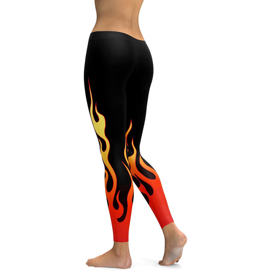 Yoga Pants & Leggings Gradient Flame Print Ladies Breathable Sports Yoga Leggings