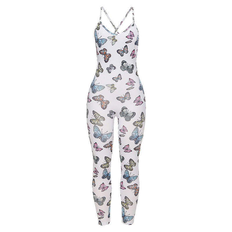 Summer new style hip sling print jumpsuit