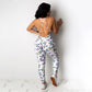 Summer new style hip sling print jumpsuit