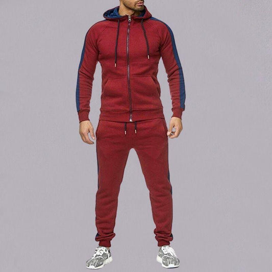 Mens Matching Pants Sets color matching splicing casual suit