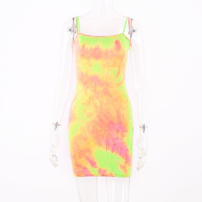 Short Dresses Fluorescent Camouflage Sling Dress