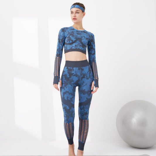 Camouflage Yoga Clothing Suit Hollow Beauty Back