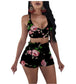 Printed Two-Piece Wrap Chest Shorts Nightclub Outfit