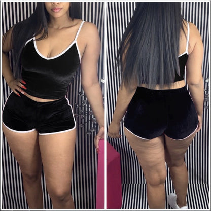 Super Soft Velvet Two-piece Shorts Nightclub Outfit