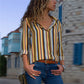 Womens Shirts Casual Printed V-neck Long Sleeve Chiffon Shirt Ladies Top