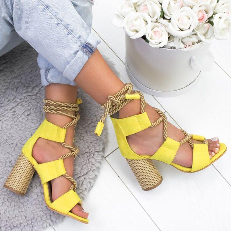 Women Shoes Sexy Thick Heel Color Matching Sandals