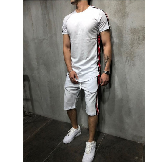 Mens Matching Short Sets Casual Sports Shorts Short-sleeved T-shirt Men's Suit