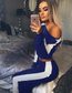 Womens Matching Pants Sets European and American fashion women's casual sexy stitching sports suit two sets of sweater