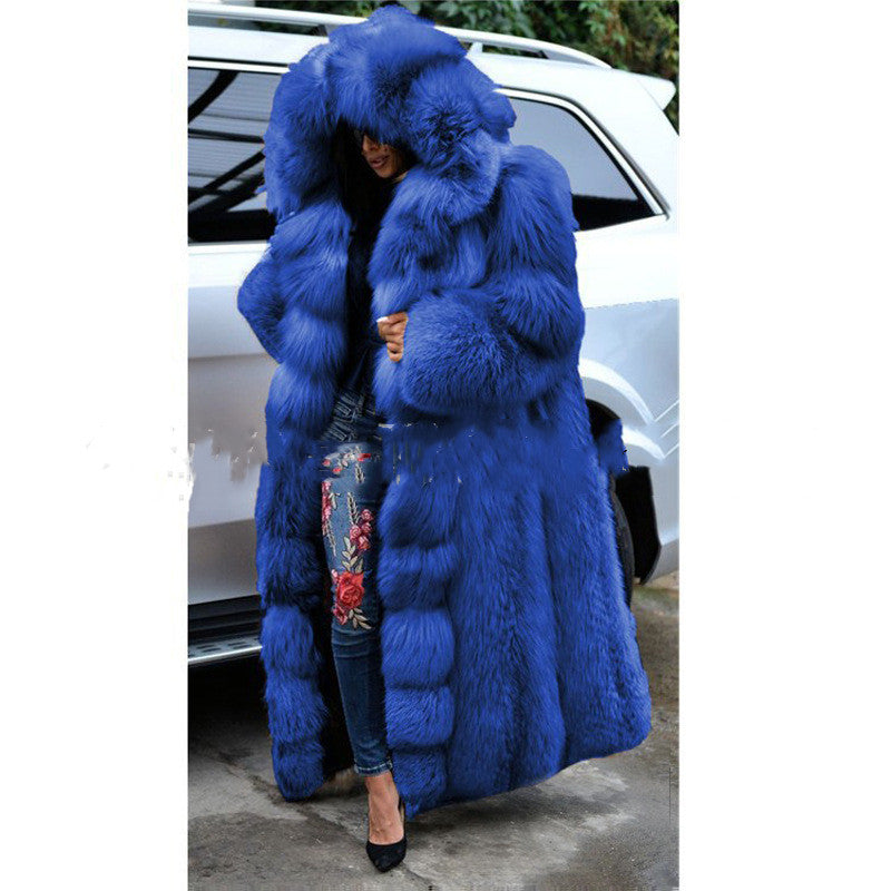 Coats & Jackets Faux Fur Coat Women Long Hooded Fur Coat