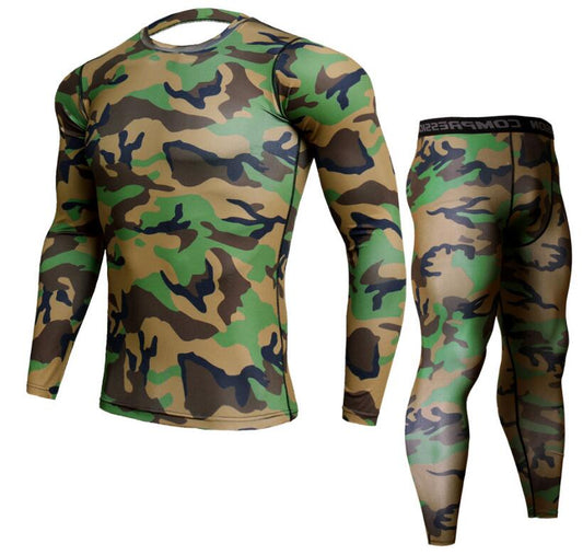 Mens Matching Pants Sets Camouflage Pants & T Shirt Sets Fashion Crossfit T-shirt Compression Brand Clothing Joggers Men Casual Leggings