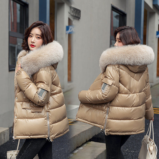 Winter Glossy Short  Women Korean Style Loose Student Cotton  Women's Bread Jacket