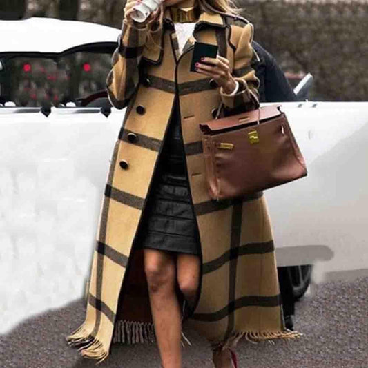 Coats & Jackets Womens Casual Fashion Long Plaid Jacket