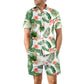 Mens Matching Shorts Sets 2Pcs Printed Beach Loose Button Top And Drawstring Pockets Shorts Casual Short Sleeve Outfit