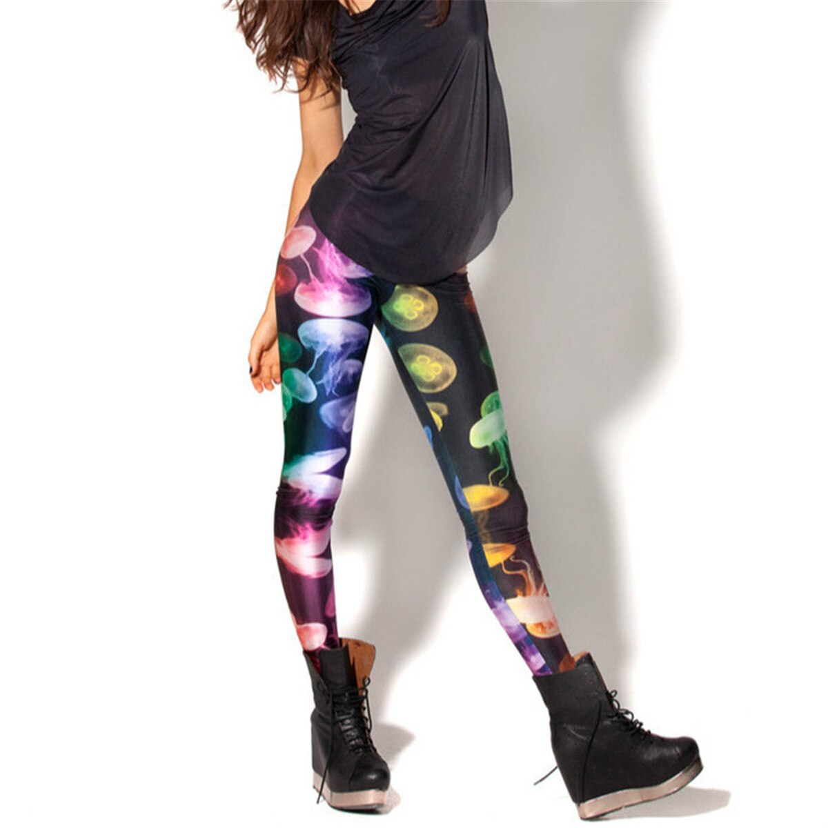 Yoga Pants & Leggings Multi color fantasy jellyfish Digital Print Leggings