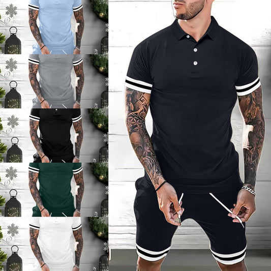 Mens Matching Short Sets 2 Piece Outfits Polo Shirt Fashion Summer Tracksuits Casual Set Short Sleeve And Shorts Set For Men