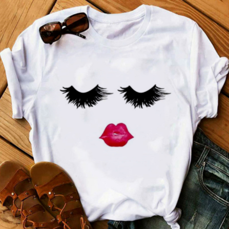 Womens Shirts Lip print ladies T-shirt