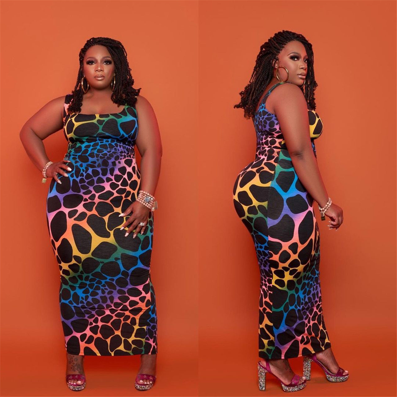 Long Dresses Plus Sizes Color Leopard Print Womens Clothing