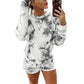 Tie-Dye Printed Long-Sleeved Round Neck Casual Home Set