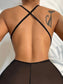 Women's Lace Mesh Patchwork Open Gear Backless Bodysuit