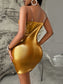 Shiny Dresses Sexy Style Trendy Solid Color Metal Hollow Sling Dress Women