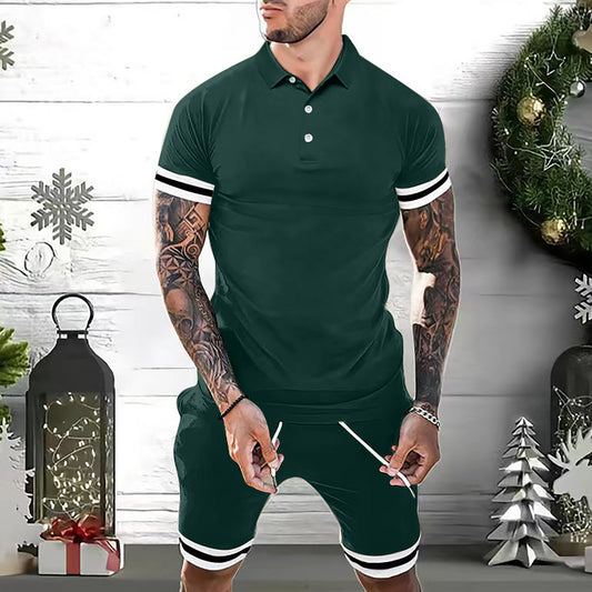 Mens Matching Short Sets 2 Piece Outfits Polo Shirt Fashion Summer Tracksuits Casual Set Short Sleeve And Shorts Set For Men