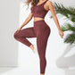 Women's Solid Color Beautiful Back Tight Yoga Top And Pants