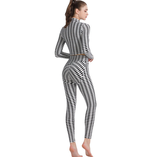 Yoga Wear Sports Suit Long-sleeved Beauty Back Without Chest Pad Printing Running