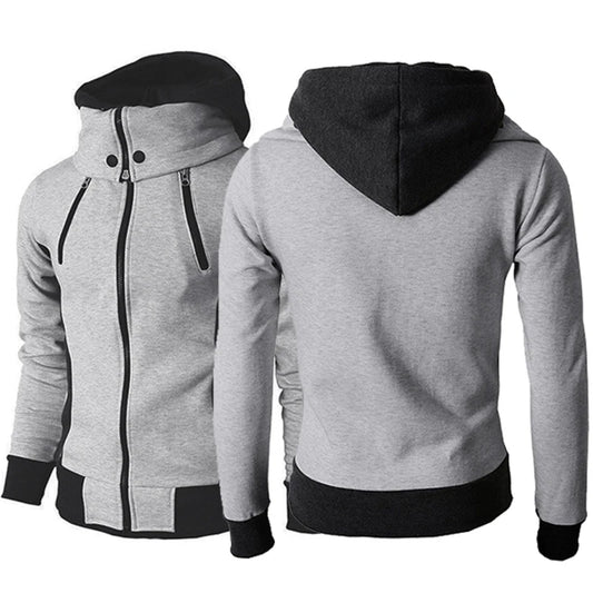 Mens Coats & Jackets  Zip UP Hooded Jacket Fake Two Piece Sports Cardigan Casual Slim Sweatshirt Jacket