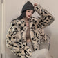 Coats & Jackets Leopard Print Jacket Women Loose Quilted Lapel Long Sleeves
