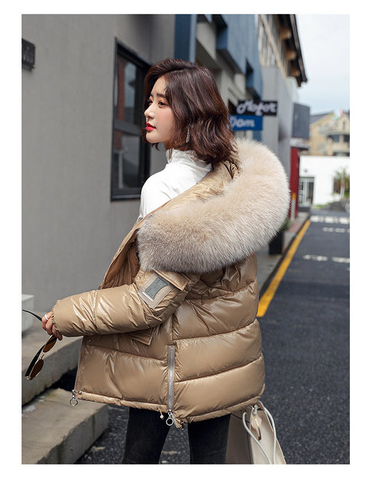 Winter Glossy Short  Women Korean Style Loose Student Cotton  Women's Bread Jacket