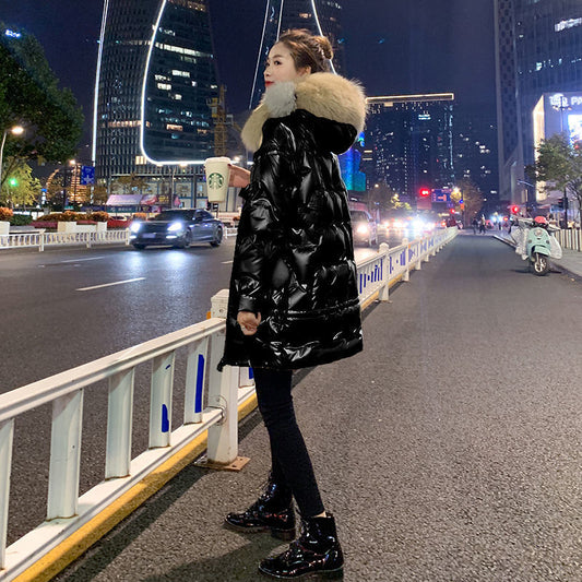 Coats & Jackets Women's Korean Style Loose Mid-length Shiny Down Padded Jacket