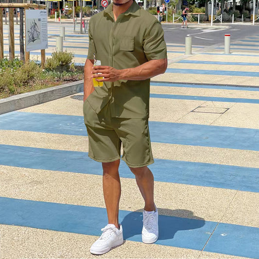 Mens Matching Shorts Sets Fashion Casual Short-sleeved Shorts Suit