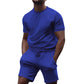 Mens Matching Shorts Sets Fashion Casual Round Neck T-shirt Shorts Set