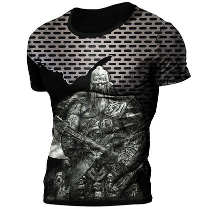 Mens Shirts Polyester Crew Neck Casual Printed 3D T-shirt