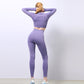 Yoga Pants & Leggings Womens Matching Pants Sets Jacquard Seamless Yoga Wear Suit Women Fitness Long Sleeve Top
