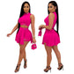 Matching Short Skirt Sets Popular Sleeveless Button-Decorated Shorts And Skirt Two-Piece Set
