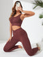 Women's Solid Color Beautiful Back Tight Yoga Top And Pants