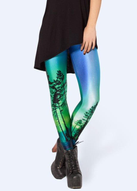Yoga Pants & Leggings Ladies Fashion Thin Tree Print Starry Leggings