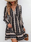 Comfy Dresses Autumn New Fashion Waist Trimming Slimming Long Sleeve Printed Dress