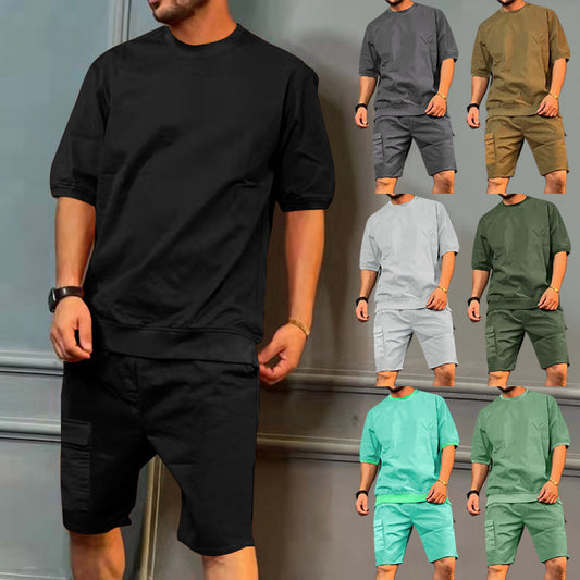 Mens Matching Shorts Sets Workwear Multi-pocket Shorts Tracksuit