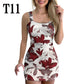 Short Dresses High Waist Women Dresses Spring And Summer Spaghetti Strap Large Flower Print Skirt